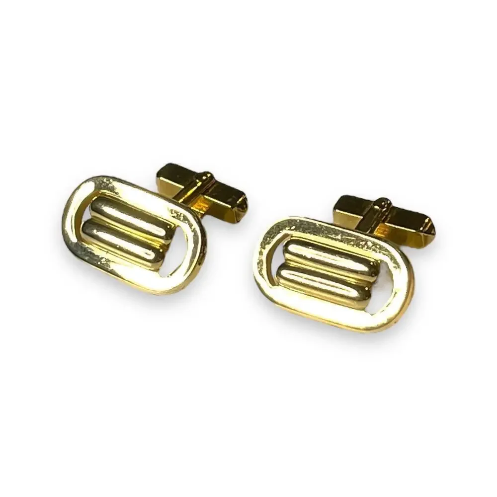 Vintage Swank Cufflinks Mens Gold Tone Art Deco MCM Signed